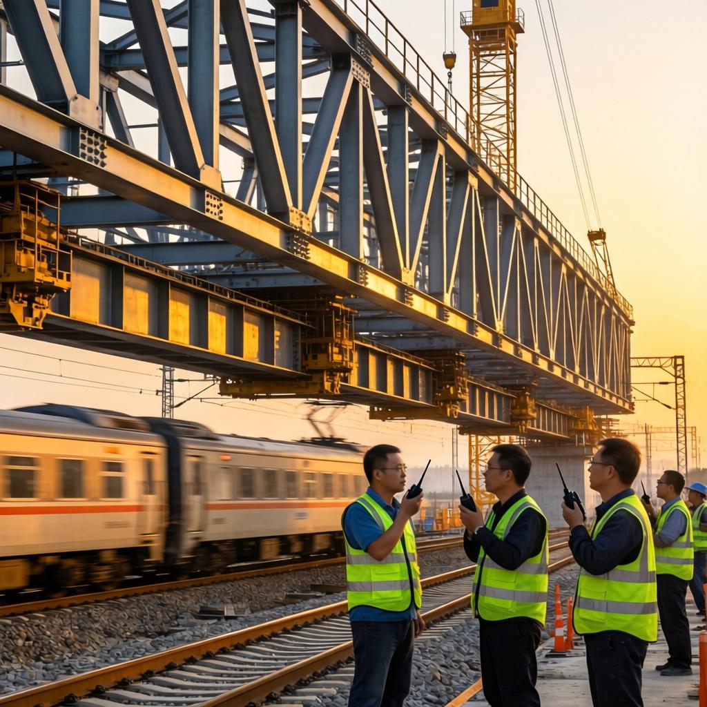 中国中铁：津潍高铁东营南站首榀钢屋架拼装滑移完成第一张图