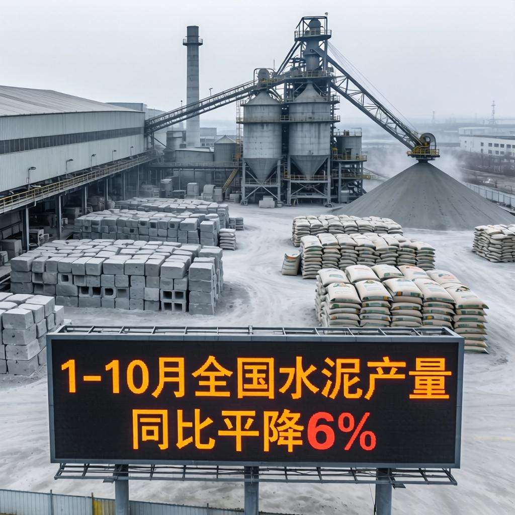1-10月全国水泥产量同比下降6.7%