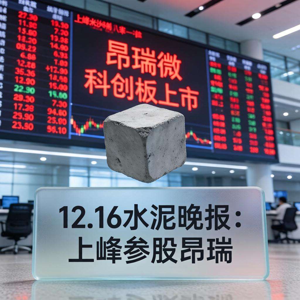 12.16水泥晚报：上峰参股昂瑞微科创板上市