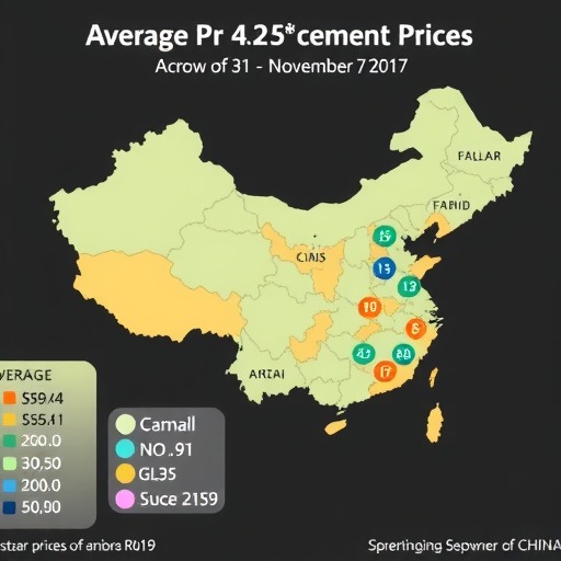 水泥网周报：全国P.O42.5散装水泥均价一览(10月31日-11月07日)