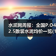 水泥网周报：全国P.O42.5散装水泥均价一览(12月26日-01月04日)