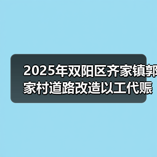 2025年双阳区齐家镇郭家村道路改造以工代赈示范工程中央预算内投资项目 招标公告
